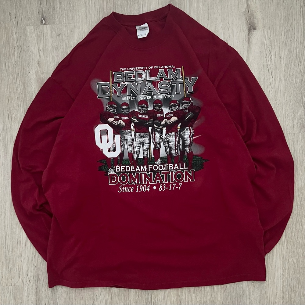 Vintage Oklahoma Sooners Shirt Mens XL Bedlam Dynasty Red Long Sleeve Y2K